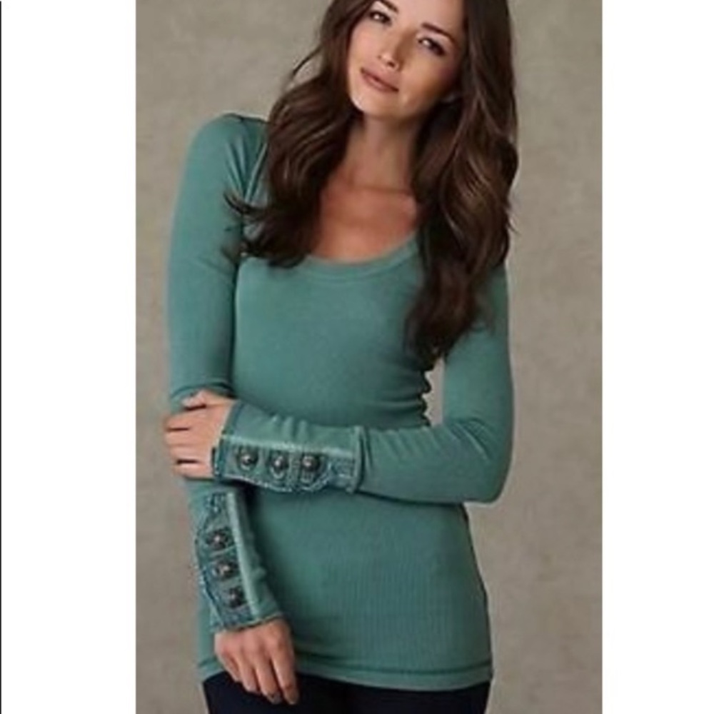 Free People motor cuff thermal Cypress green